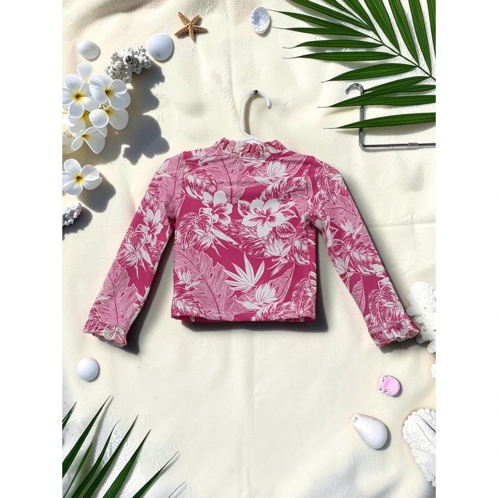 Janie and Jack Tropical Floral Ruffle Rash Guard Swimsuit Set 2T